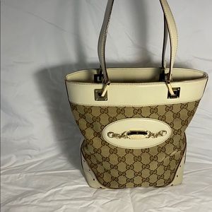 Authentic Gucci cream GG tote purse